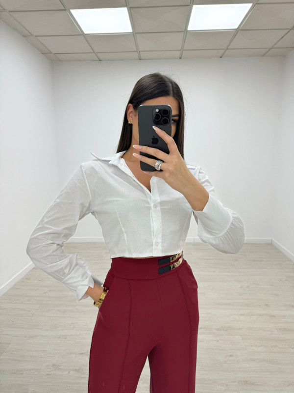 CAMISA CROP POPELÍN BLANCA